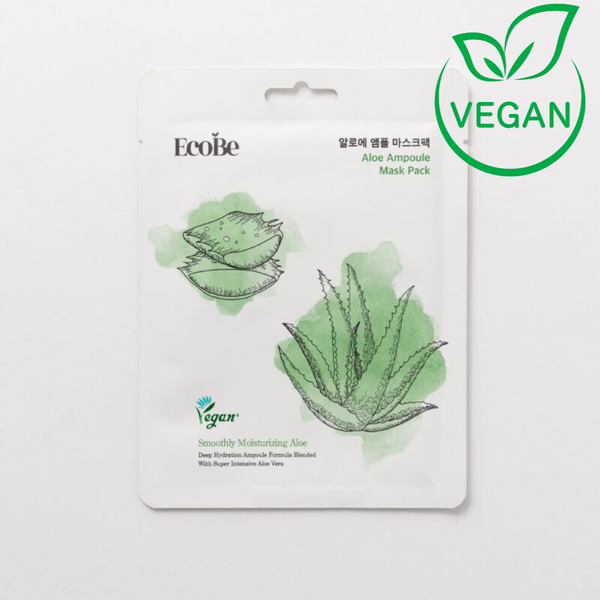 Хидратираща и успокояваща лист маска за лице с алое EcoBe Aloe Ampoule Mask Pack 25ml
