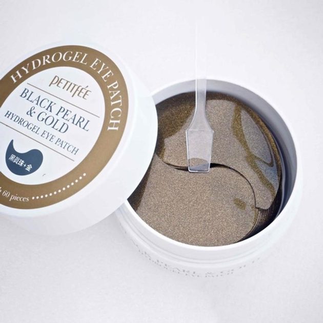 Hydrogel eye patches with gold and black pearl Petitfee Black Pearl & Gold Hydrogel Eye Patch - Koreancare