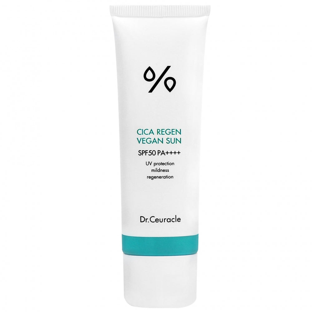 Успокояващ и хидратиращ слънцезащитен крем Dr. Ceuracle Cica Regen Vegan Sun SPF50+ PA++++