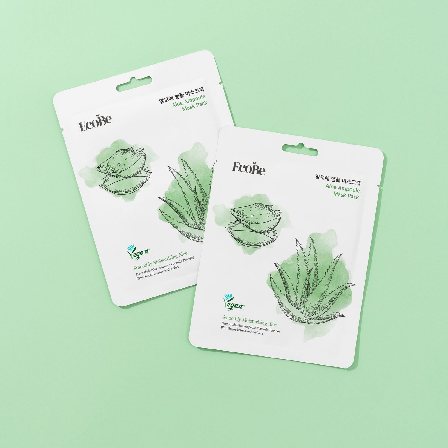 Хидратираща и успокояваща лист маска за лице с алое Ecobe Aloe Ampoule Mask