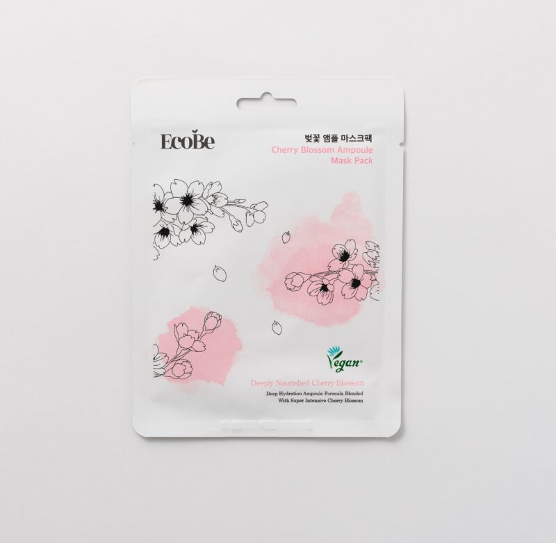 Озаряваща лист маска с екстракт от японска вишна Ecobe Cherry Blossom Ampoule Mask