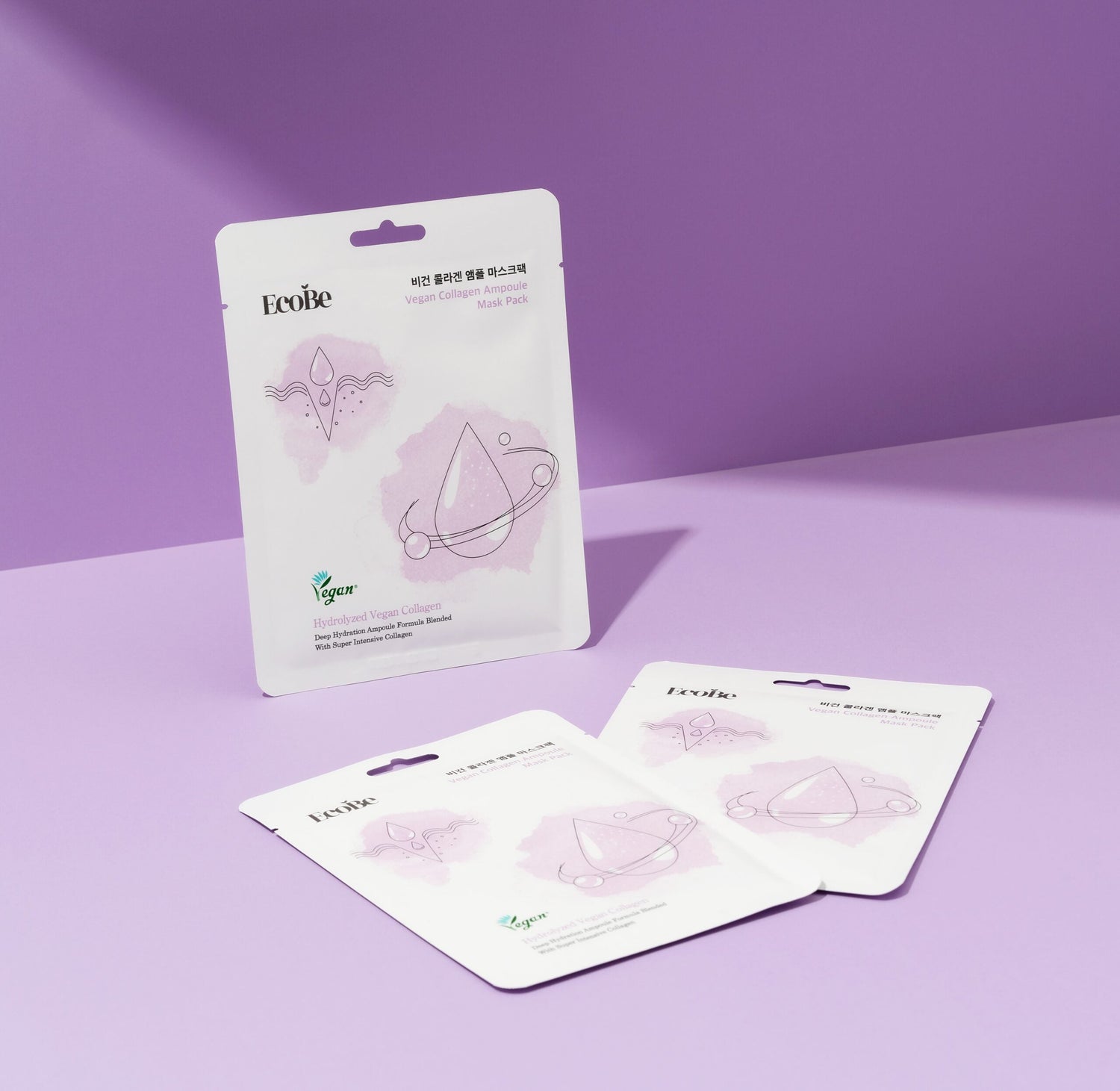 Дълбоко хидратираща лист маска с веган колаген Ecobe Vegan Collagen Ampoule Mask