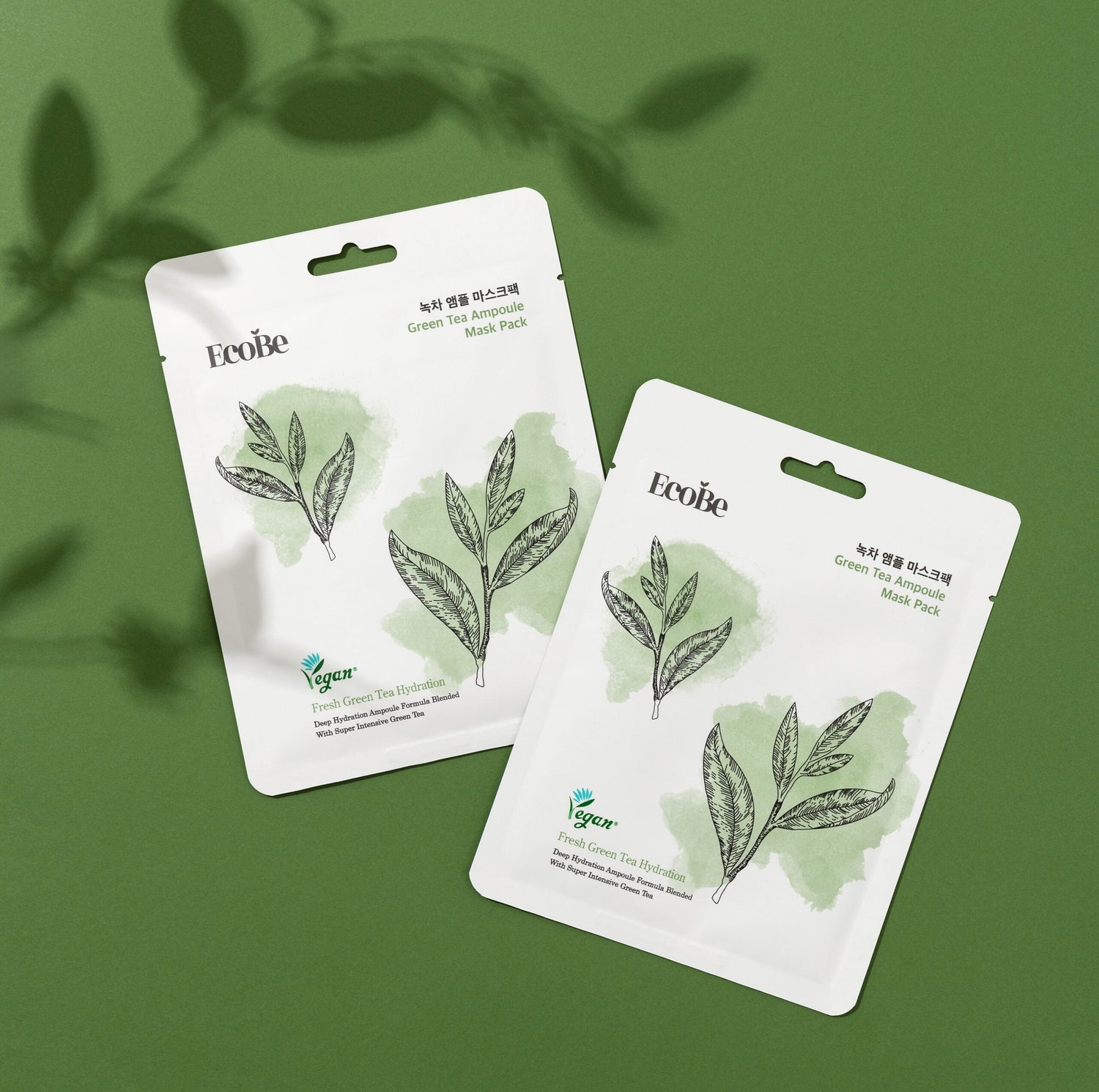 Избелваща лист маска за лице с екстракт от зелен чай EcoBe Green Tea Ampoule Mask