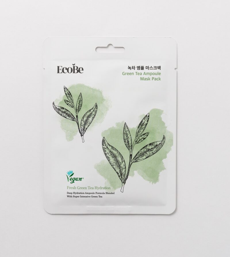 Избелваща лист маска за лице с екстракт от зелен чай EcoBe Green Tea Ampoule Mask
