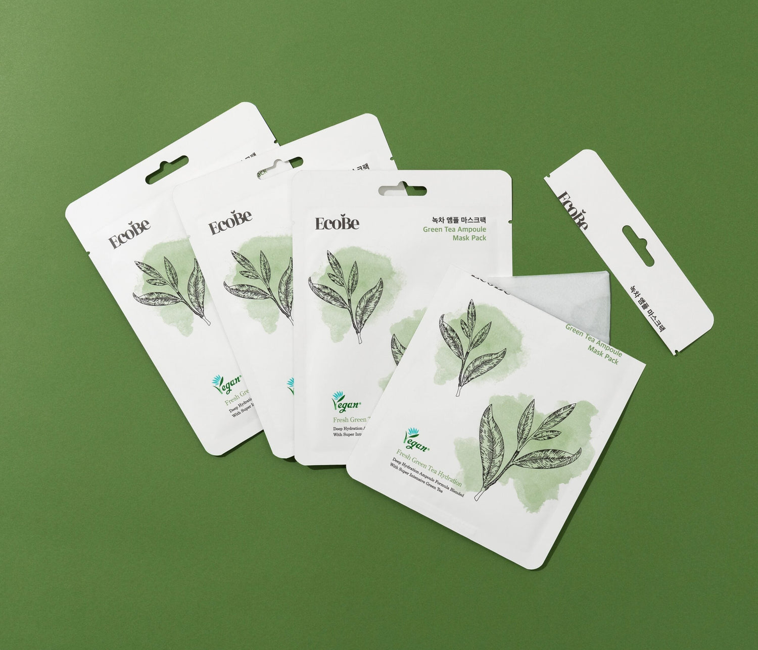 Избелваща лист маска за лице с екстракт от зелен чай EcoBe Green Tea Ampoule Mask