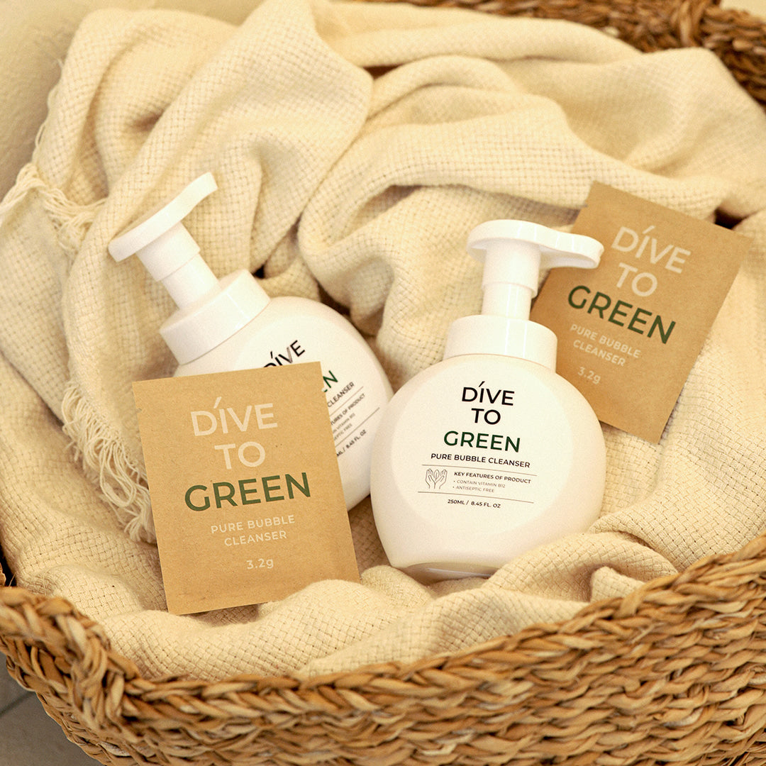 Facial cleansing foam (replenishment sachets) REFILL POWDER pouch – DIVE TO GREEN 3x3,2g - Koreancare