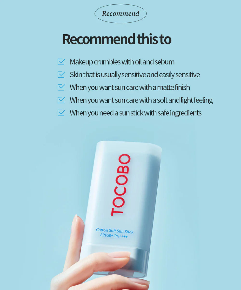 Слънцезащитен стик TOCOBO Cotton Soft Sun Stick SPF50+ PA++++