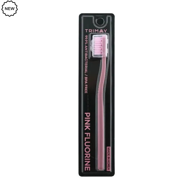 Trimay Pink Fluorine Toothbrush shown full length in pink