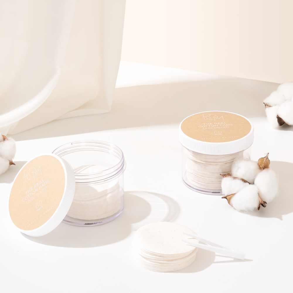 Tampons 100% natural cotton - 60 pcs, BOM The Real Cotton Pads - Koreancare