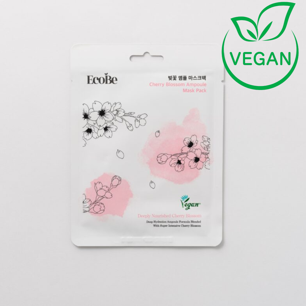 Озаряваща лист маска с екстракт от японска вишна Ecobe Cherry Blossom Ampoule Mask