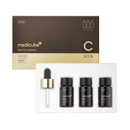 Medicube Deep Vita C Ampoule 2.0 packaging and serum dropper detail