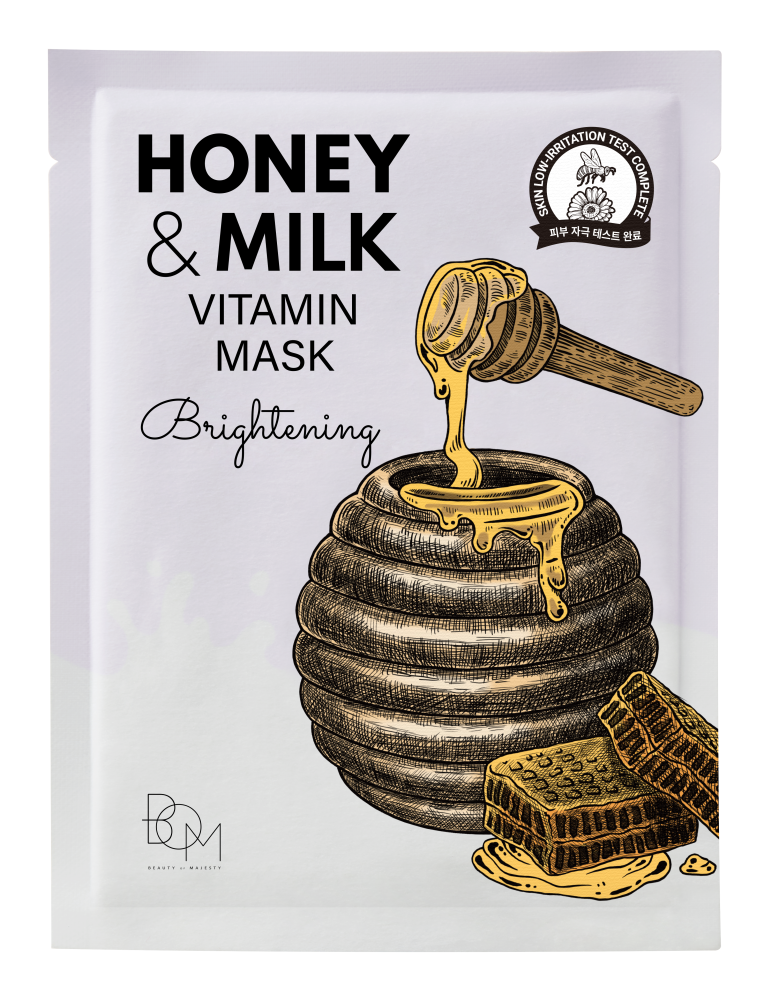 Brightening sheet mask with milk and honey BOM Honey &amp; Milk Vitamin Mask - Koreancare