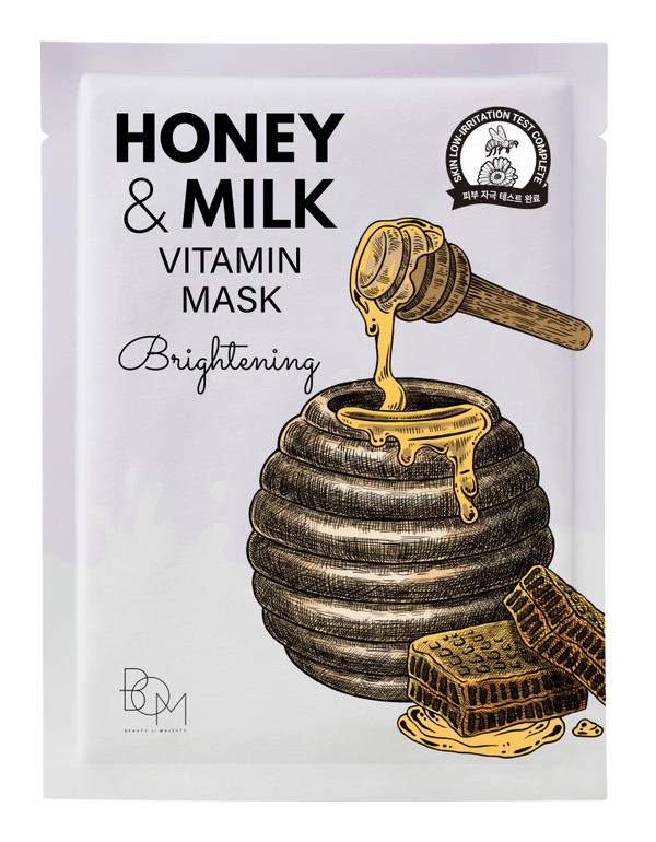 Озаряваща лист маска с мляко и мед Beauty of Majesty Honey & Milk Vitamin Mask Brightening 25g