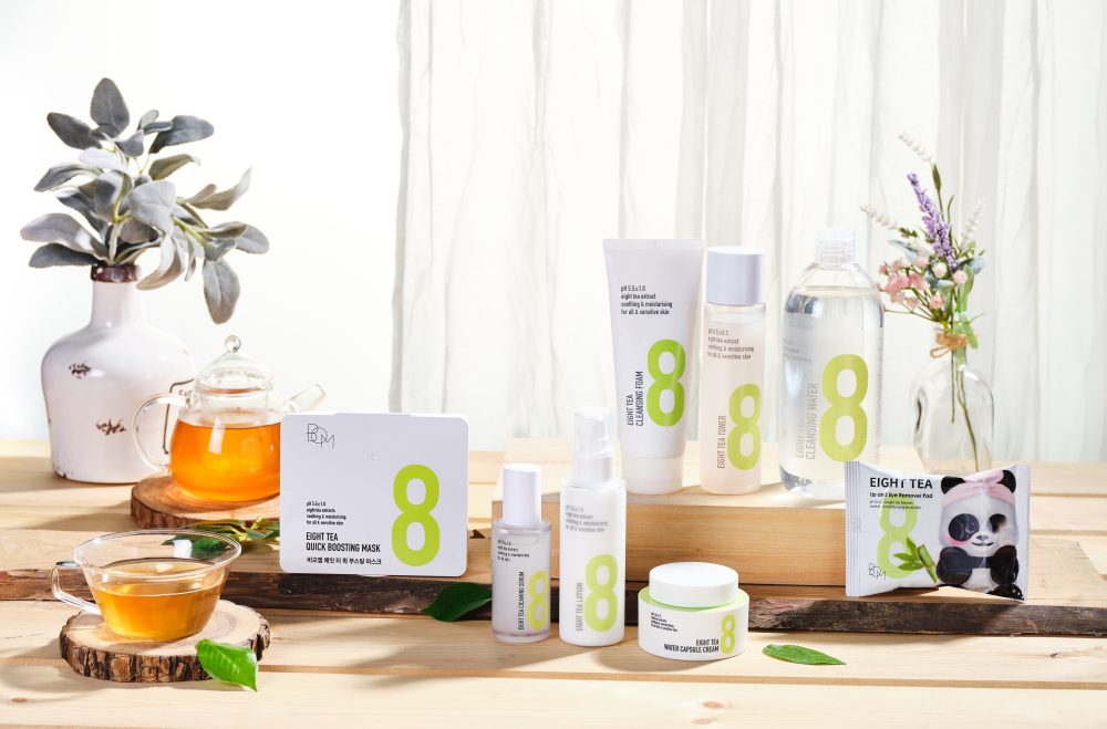 Soothing sheet masks with extracts of 8 types of tea - box 30 pcs BOM Eight Tea Quick Boosting Mask 30 Sheets - Koreancare