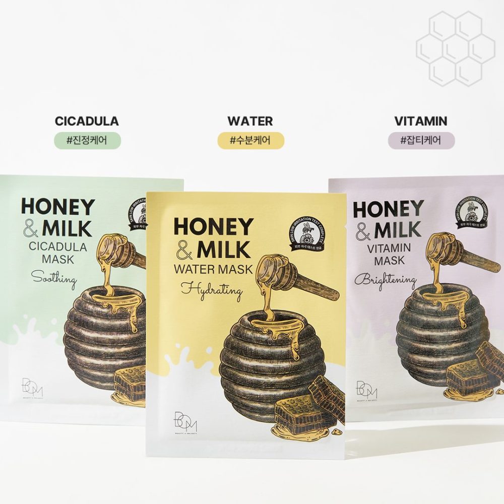 Brightening sheet mask with milk and honey BOM Honey &amp; Milk Vitamin Mask - Koreancare
