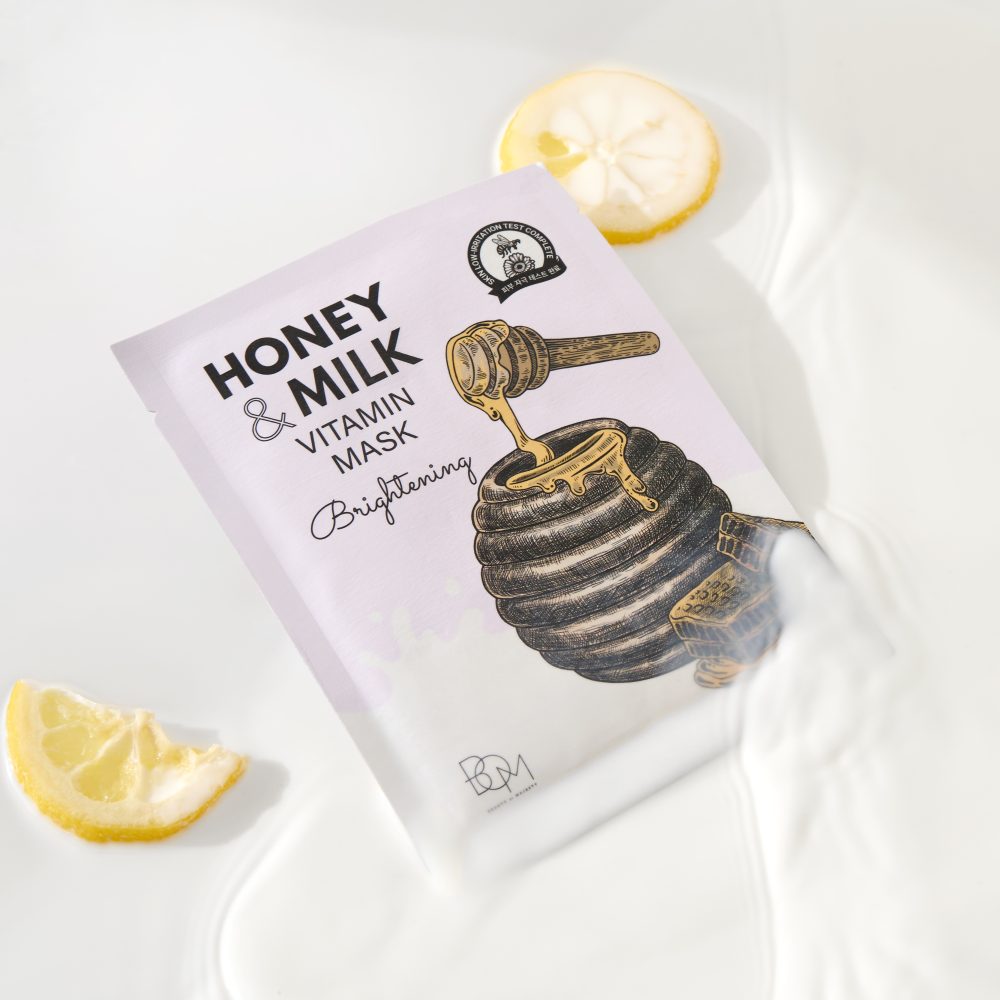 Brightening sheet mask with milk and honey BOM Honey &amp; Milk Vitamin Mask - Koreancare