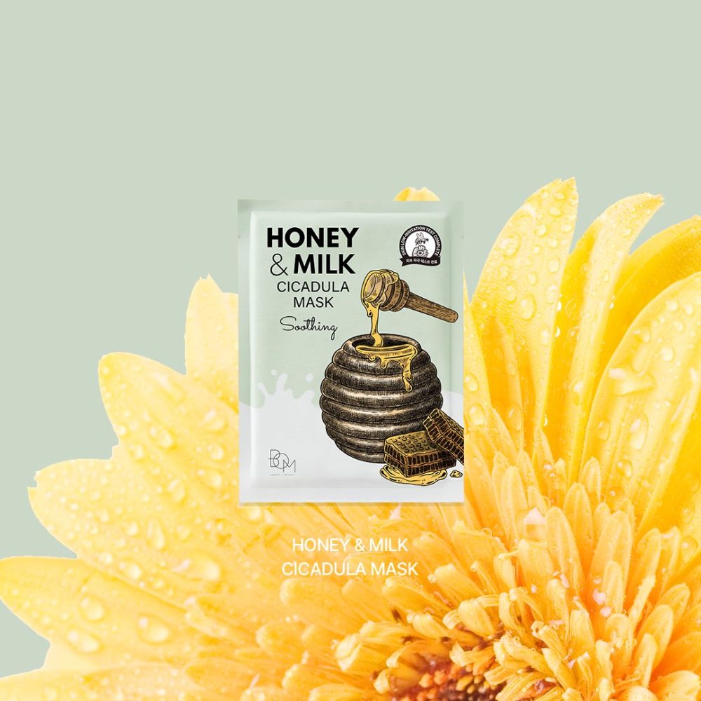 Soothing sheet mask with calendula, milk and honey BOM Honey &amp; Milk Cicadula Mask - Koreancare