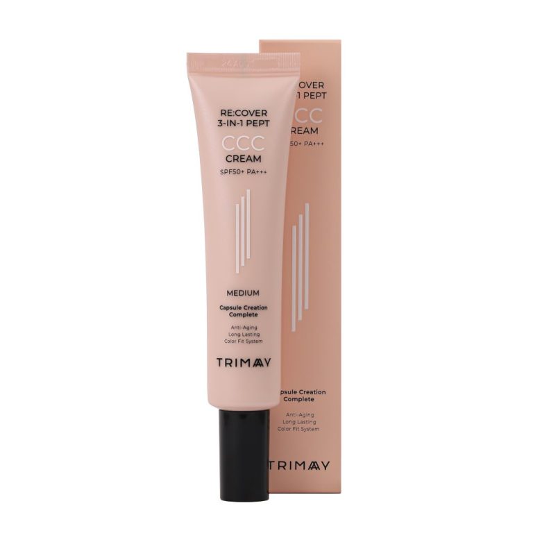 Тониращ CCC крем за лице Trimay Re:cover 3-in-1 Pept CCC Cream SPF50+PA+++ цвят Medium