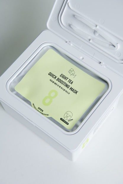 Soothing sheet masks with extracts of 8 types of tea - box 30 pcs BOM Eight Tea Quick Boosting Mask 30 Sheets - Koreancare