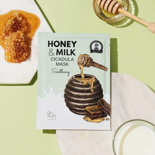 Успокояваща лист маска с невен, мляко и мед BOM Honey & Milk Cicadula Mask