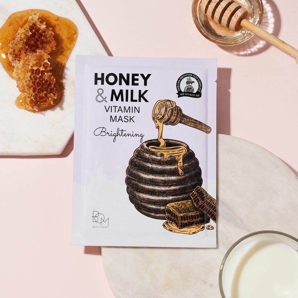 Brightening sheet mask with milk and honey BOM Honey &amp; Milk Vitamin Mask - Koreancare
