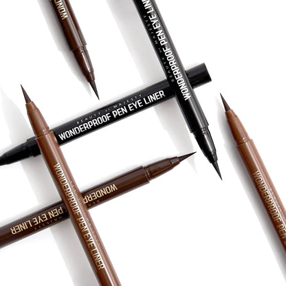 Before and after using Beauty of Majesty BOM Wonderproof Pen Eye Liner
