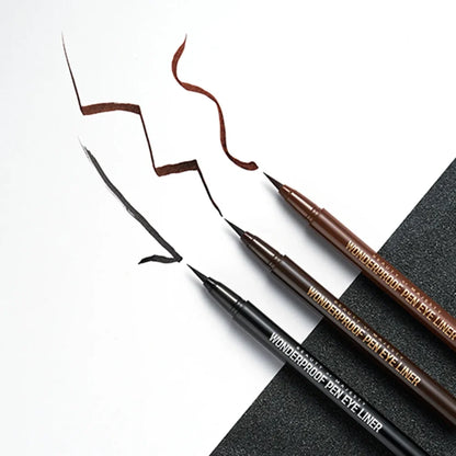 Model with precise eyeliner look using Beauty of Majesty BOM Wonderproof Pen Eye Liner