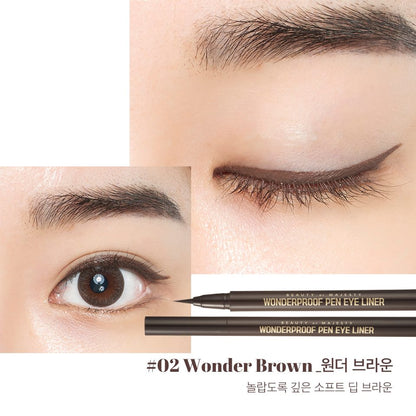 Close-up of the fine flexible soft tip on the BOM Wonderproof Pen Eye Liner
