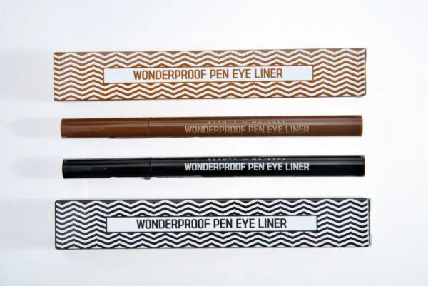 BOM Wonderproof Pen Eye Liner creating a bolder winged brown line