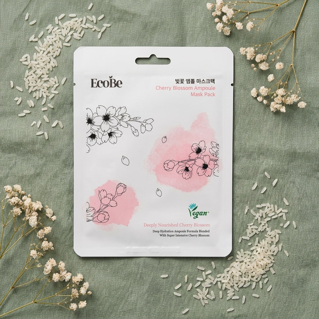 Brightening sheet mask with Japanese cherry extract Ecobe Cherry Blossom Ampoule Mask