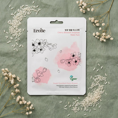 Brightening sheet mask with Japanese cherry extract Ecobe Cherry Blossom Ampoule Mask