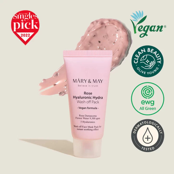Хидратираща глинена маска за лице с рози и хиалуронова киселина Mary & May Hydrating clay face mask with roses and hyaluronic acid 30g