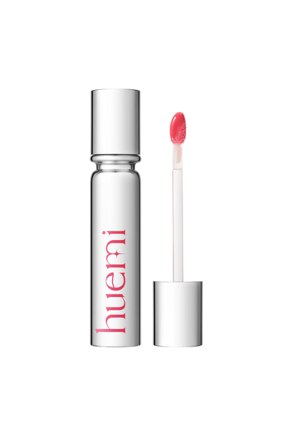 HUEMI Melting Glaze Lip Gloss 04 Flare Pink tube on white background