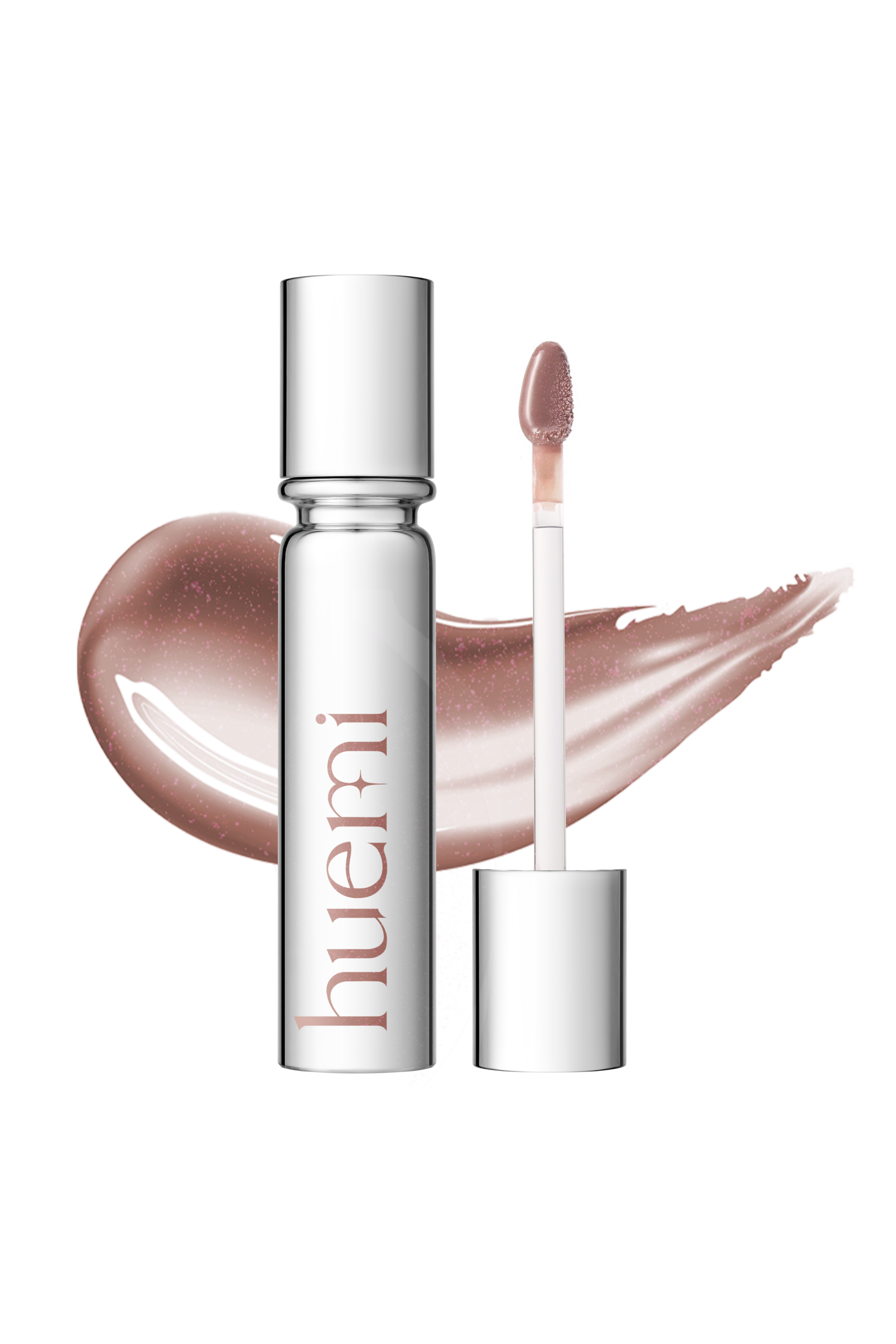 HUEMI Melting Glaze Lip Gloss P06 Sepia Aura texture shot