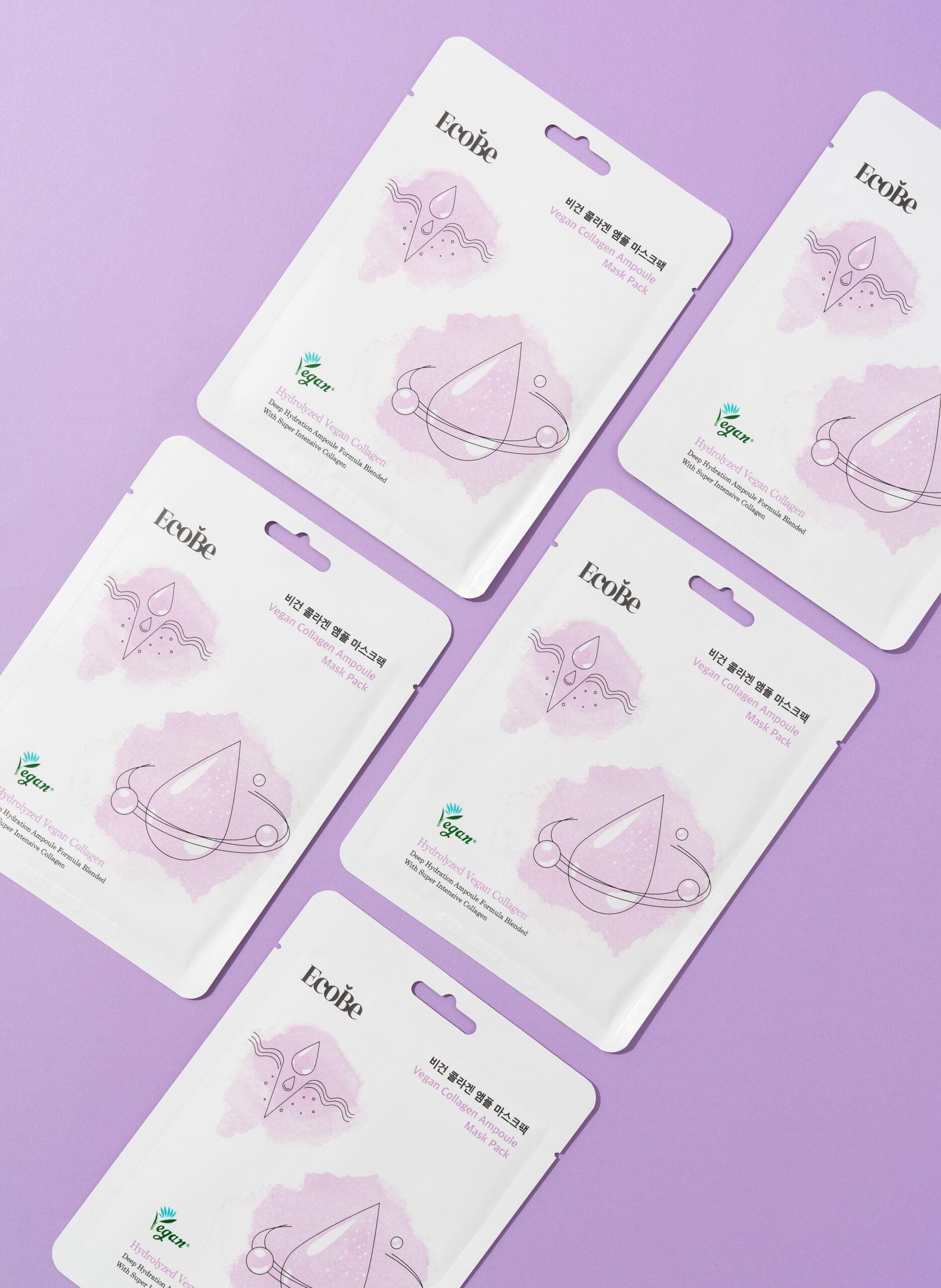 Дълбоко хидратираща лист маска с веган колаген Ecobe Vegan Collagen Ampoule Mask
