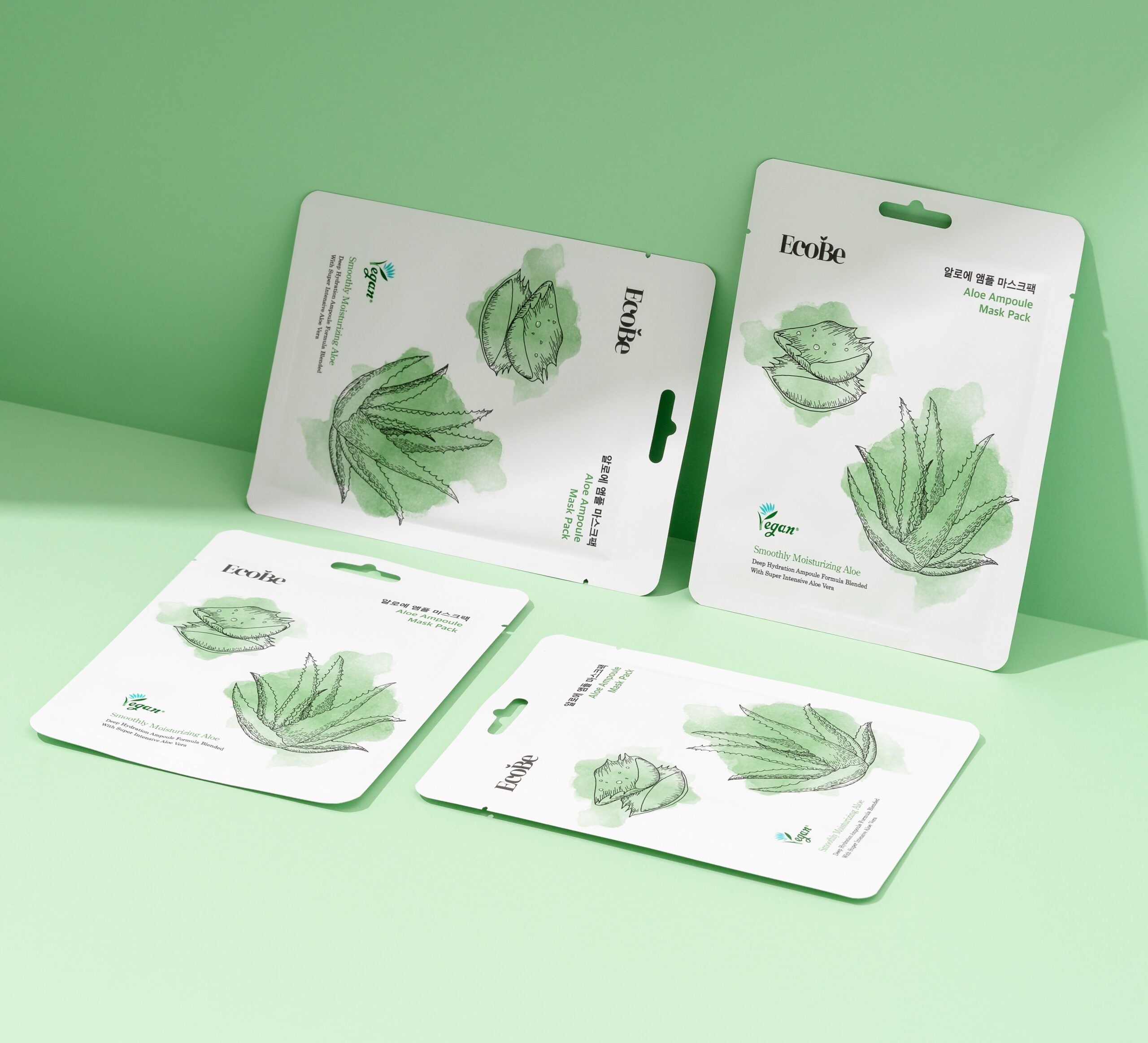 Хидратираща и успокояваща лист маска за лице с алое Ecobe Aloe Ampoule Mask