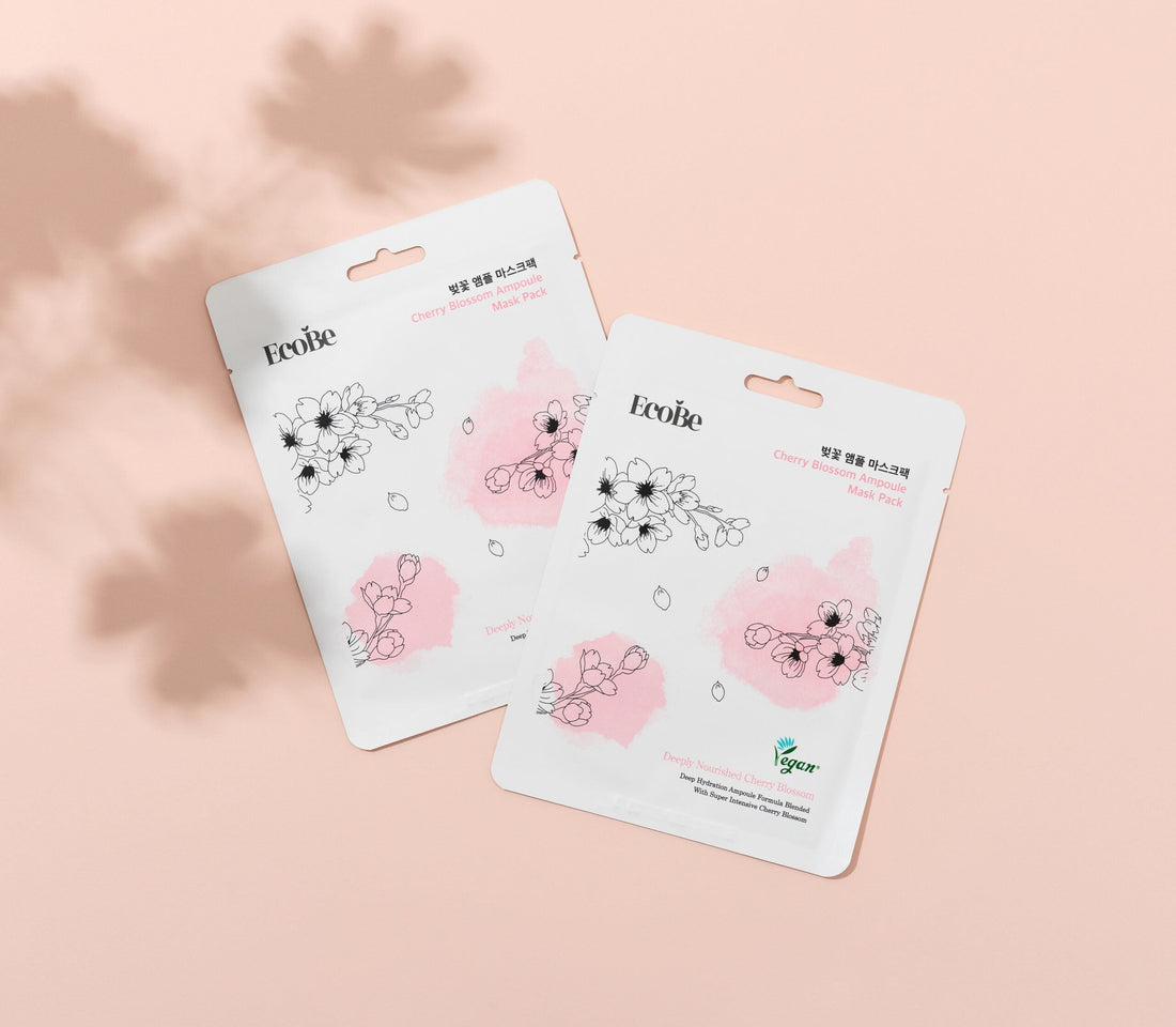 Озаряваща лист маска с екстракт от японска вишна Ecobe Cherry Blossom Ampoule Mask