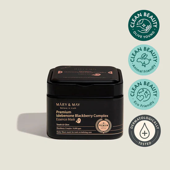 Хидратираща озаряваща шийт маска Mary & May Premium Idebenone Blackberry Complex Essence Mask 20бр