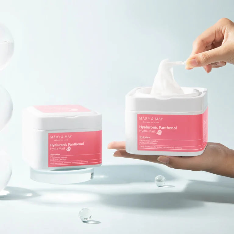 Хидратиращи лист-маски с хиалурон и пантенол – кутия 30бр. Mary &amp; May Hyaluronic Panthenol Hydra Mask