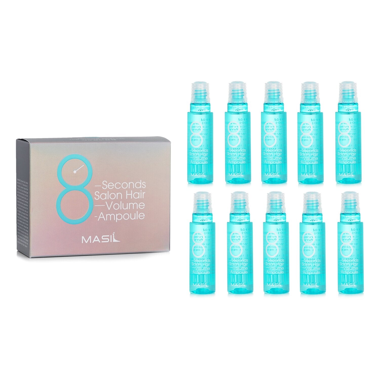 Masil 8 Seconds Hair Volume Ampoule texture swatch showing the milky liquid treatment