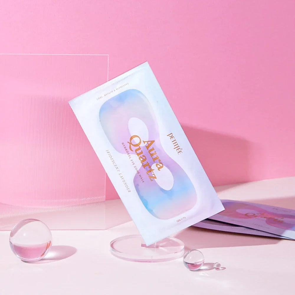 Озаряваща маска за околоочна зона Petitfee Aura Quartz Hydrogel Eye Zone Mask – Iridescent Lavender