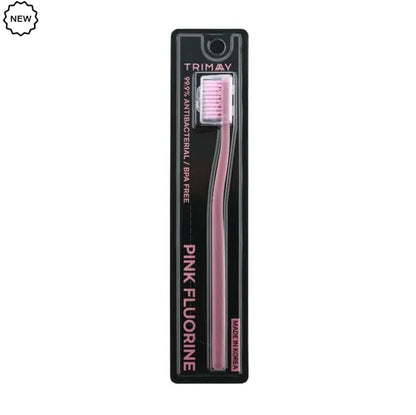 Trimay Pink Fluorine Toothbrush shown full length in pink